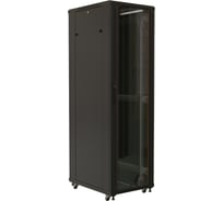 Напольный 19-дюймовый шкаф Hyperline TTB-2281-AS-RAL9004 22U, 1100x800x1000 мм (ВхШхГ), передняя дверь стеклянная, задняя дверь сплошная, ручка с замком, 2 вертикальных кабельных организатора, цвет черный (RAL 9004) (разобранный) 447629