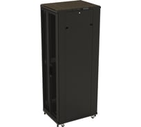 Напольный 19-дюймовый шкаф Hyperline TTB-1861-DD-RAL9004 18U, 988x600x1000 мм (ВхШхГ), передняя и задняя распашные перфорированные двери (75%), ручка с замком, крыша нового типа, цвет черный (RAL 9004) (разобранный) 395970