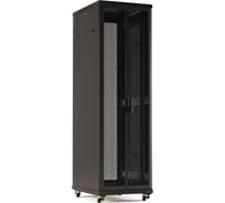 Напольный 19-дюймовый шкаф Hyperline TTR-3266-DD-RAL9005 32U, 1610x600x600 мм (ВхШхГ), передняя и задняя распашные перфорированные двери (75%), ручка с замком, цвет черный (RAL 9005) (разобранный) 425245