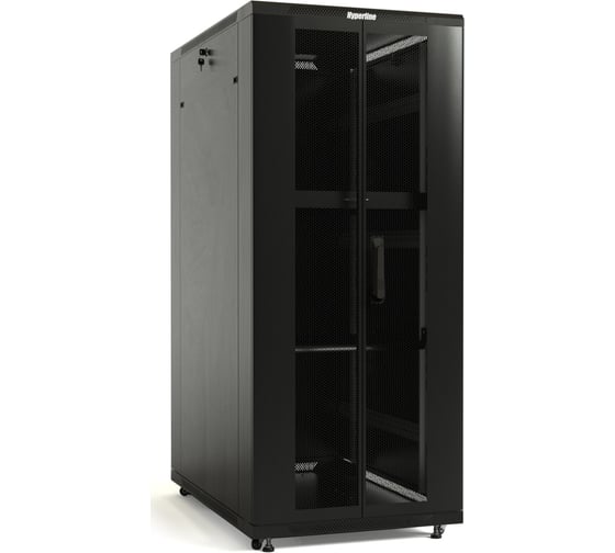 Напольный 19-дюймовый шкаф Hyperline TTB-4781-AS-RAL7035 47U, 2277x800x1000 мм (ВхШхГ), передняя дверь стеклянная, задняя дверь сплошная, ручка с замком, 2 вертикальных кабельных организатора, цвет серый (RAL 7035) (разобранный) 451978 1