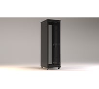 Напольный 19-дюймовый шкаф Hyperline TTR-2761-DD-RAL9005 27U, 1388x600x1000 мм (ВхШхГ), передняя и задняя распашные перфорированные двери (75%), ручка с замком, цвет черный (RAL 9005) (разобранный) 441235