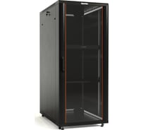 Напольный 19-дюймовый шкаф Hyperline TTB-3781-AS-RAL9004 37U, 1833x800x1000 мм (ВхШхГ), передняя дверь стеклянная, задняя дверь сплошная, ручка с замком, 2 вертикальных кабельных организатора, цвет черный (RAL 9004) (разобранный) 457588