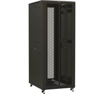 Напольный 19-дюймовый шкаф Hyperline TTR-3288-DD-RAL9005 32U, 1610x800x800 мм (ВхШхГ), передняя и задняя распашные перфорированные двери (75%), ручка с замком, 2 вертикальных кабельных организатора, цвет черный (RAL 9005) (разобранный) 457558