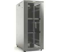 Напольный 19-дюймовый шкаф Hyperline TTB-4261-DD-RAL7035 42U, 2055x600x1000 мм (ВхШхГ), передняя и задняя распашные перфорированные двери (75%), ручка с замком, крыша нового типа, цвет серый (RAL 7035) (разобранный) 451954