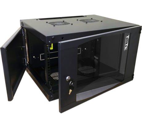 Настенный шкаф TWT Next, 6U 550x600, стеклянная дверь, черный CBWNG-6U-6x6-BK