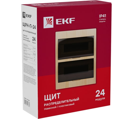 Распределительный навесной щит EKF ЩРН-П-24 светлое дерево IP41 PROxima pb40-n-24-light