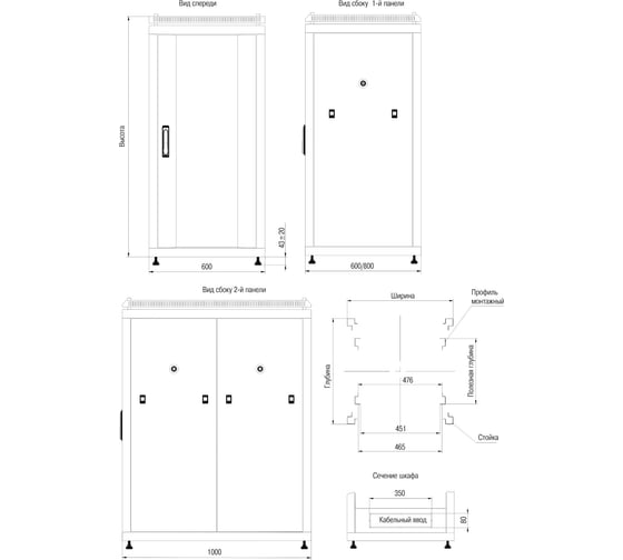 Сетевой шкаф ITK Linea N 19" 33U 600x1000 мм LN05-33U61-P 1