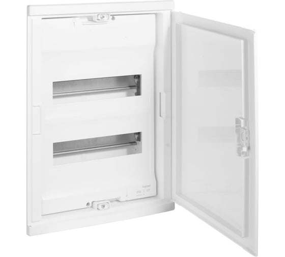 Щит Legrand встраиваемый Nedbox со скругленной дверью белой RAL 9010 2 рейки 24+4 модуля 001412 1