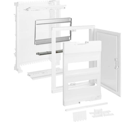 Щит Legrand встраиваемый Nedbox со скругленной дверью белой RAL 9010 2 рейки 24+4 модуля 001412