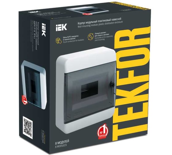Корпус пластиковый IEK TEKFOR ЩРН-П-8 IP41 черная прозрачная дверь TF5-KP12-N-08-41-K01-K03
