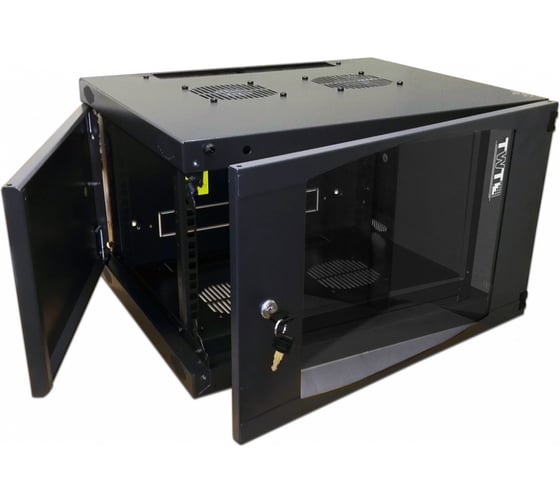Шкаф настенный TWT Next, 6U 550x450, стеклянная дверь, черный TWT-CBWNG-6U-6x4-BK