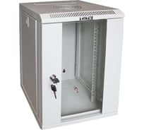 Шкаф настенный TWT 10", 9U 312x300, стеклянная дверь, серый TWT-CBW10G-9U-3x3-GY