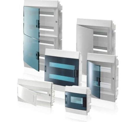 Бокс в нишу ABB Mistral41, 18М, прозрачная дверь, с клеммами, белый 1SLM004101A2204