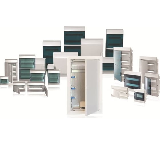Бокс в нишу ABB, 8М, белая дверь, Basic E, с клеммами 1SZR004002A1103