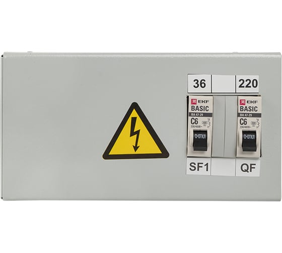 Ящик с понижающим трансформатором EKF ЯТП, 0,25кВА, 220/36В, Basic yatp0,25-220/36v-2a