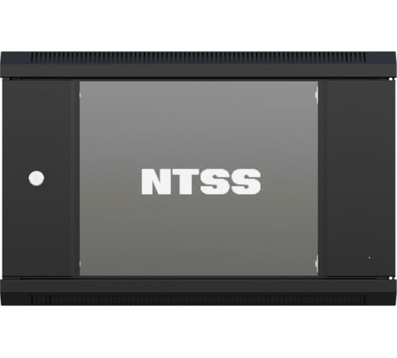 Шкаф настенный телекоммуникационный NTSS W 9U 600x600x500мм, 2 профиля 19, дверь стеклянная, боковые стенки съемные, задняя стенка, разобранный, черный RAL 9005 NTSS-W9U6060GS-BL