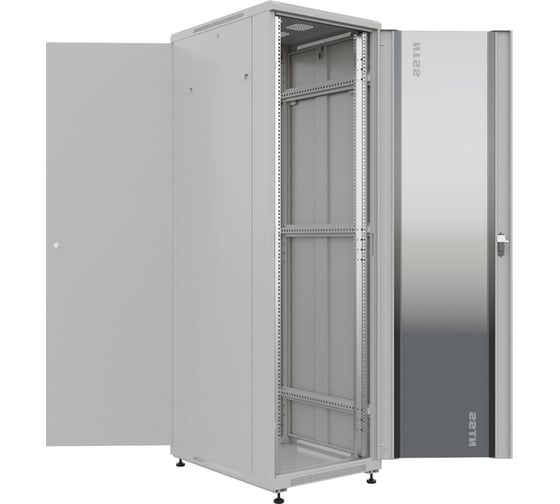 Шкаф напольный универсальный серверный NTSS R 32U 600x800мм, 4 профиля 19, двери стекло и сплошная металл, боковые стенки съемные, регулируемые опоры, разобранный, серый RAL 7035 NTSS-R32U6080GS
