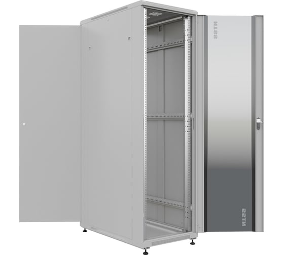 Шкаф напольный универсальный серверный NTSS R 22U 600x1000мм, 4 профиля 19, двери стекло и сплошная металл, боковые стенки съемные, регулируемые опоры, разобранный, серый RAL 7035 NTSS-R22U60100GS