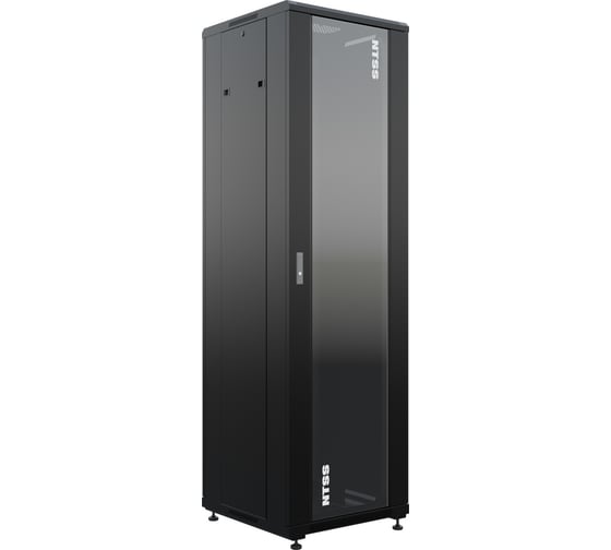 Шкаф напольный универсальный серверный NTSS R 42U 600x600мм, 4 профиля 19, двери стекло и сплошная металл, боковые стенки съемные, регулируемые опоры, разобранный, черный RAL 9005 NTSS-R42U6060GS-BL 1