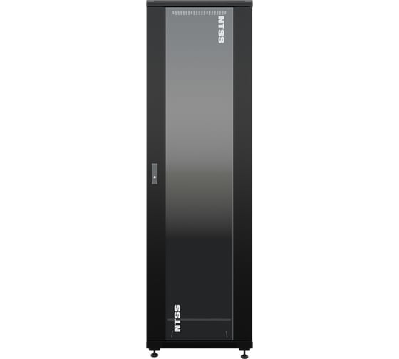 Шкаф напольный универсальный серверный NTSS R 42U 600x600мм, 4 профиля 19, двери стекло и сплошная металл, боковые стенки съемные, регулируемые опоры, разобранный, черный RAL 9005 NTSS-R42U6060GS-BL