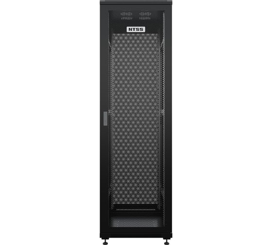 Шкаф напольный универсальный серверный NTSS R 42U 800x1000мм, 4 профиля 19, двери перфорированная и перфорированная двухстворчатая, боковые стенки съемные, регулируемые опоры, разобранный, черный RAL 9005 NTSS-R42U80100PD/PDD-BL