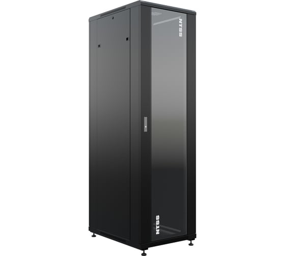 Шкаф напольный универсальный серверный NTSS R 42U 600x800мм, 4 профиля 19, двери стекло и сплошная металл, боковые стенки съемные, регулируемые опоры, разобранный, черный RAL 9005 NTSS-R42U6080GS-BL 1