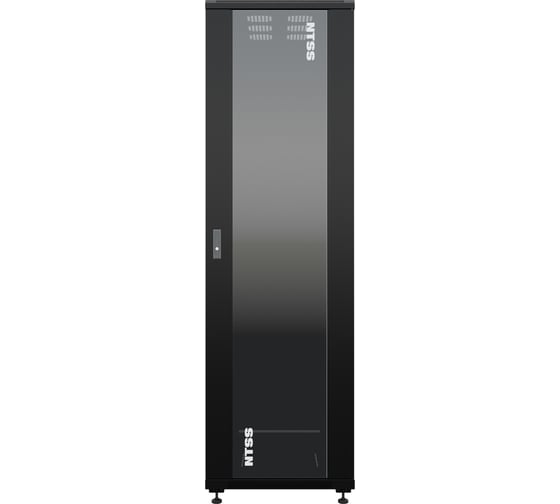 Шкаф напольный универсальный серверный NTSS R 42U 800x1000мм, 4 профиля 19, двери стекло и сплошная металл, боковые стенки съемные, регулируемые опоры, разобранный, черный RAL 9005 NTSS-R42U80100GS-BL