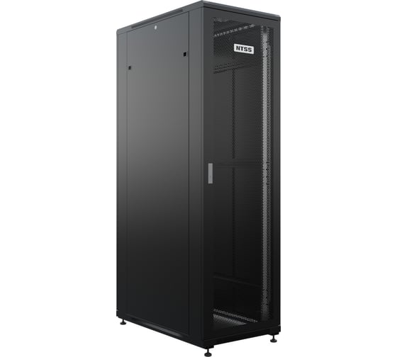 Шкаф напольный универсальный серверный NTSS R 42U 600x1000мм, 4 профиля 19, двери перфорированная и перфорированная двухстворчатая, боковые стенки съемные, регулируемые опоры, разобранный, черный RAL 9005 NTSS-R42U60100PD/PDD-BL 1