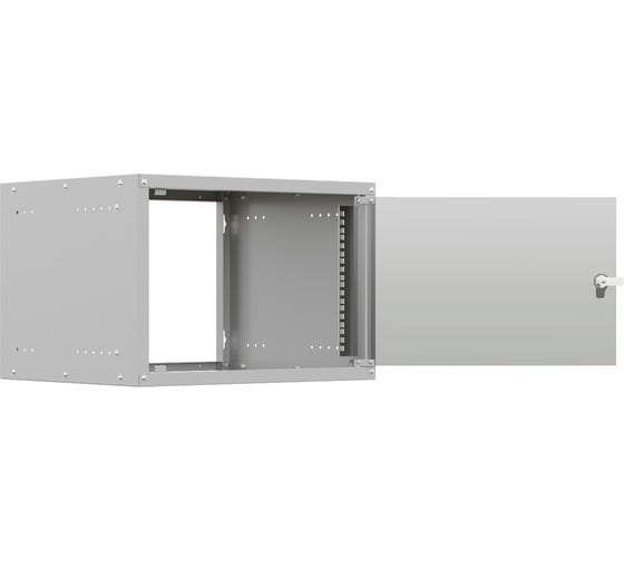 Шкаф настенный телекоммуникационный NTSS LIME 6U 550x450x370мм, 2 профиля 19, дверь стеклянная, боковые стенки несъемные, разобранный, серый RAL 7035 NTSS-WL6U5545GS