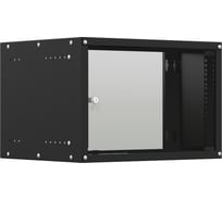 Шкаф настенный телекоммуникационный NTSS LIME 6U 550x350x370мм, 2 профиля 19, дверь стеклянная, боковые стенки несъемные, разобранный, черный RAL 9005 NTSS-WL6U5535GS-BL