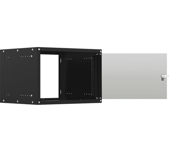 Шкаф настенный телекоммуникационный NTSS LIME 6U 550x350x370мм, 2 профиля 19, дверь стеклянная, боковые стенки несъемные, разобранный, черный RAL 9005 NTSS-WL6U5535GS-BL