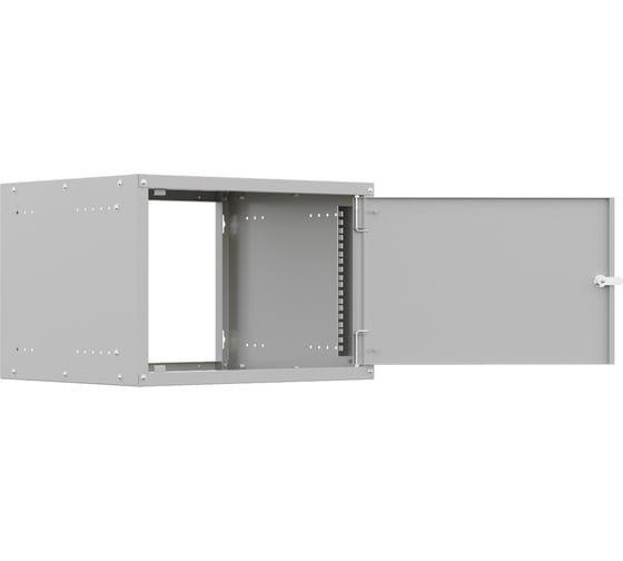 Шкаф настенный телекоммуникационный NTSS LIME 6U 550x450x370мм, 2 профиля 19, дверь сплошная металл, боковые стенки несъемные, разобранный, серый RAL 7035 NTSS-WL6U5545FD