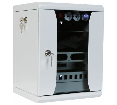 Телекоммуникационный настенный шкаф ЦМО 8U 420х320х310 стеклянная дверь сварной серый ШРН-8.255-10