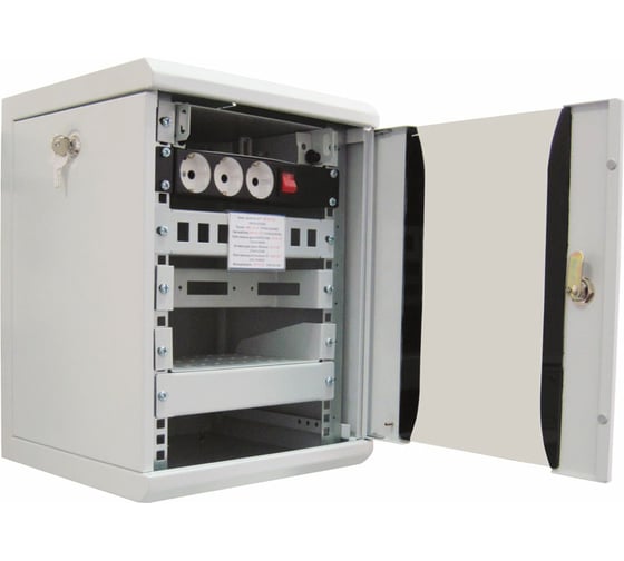 Телекоммуникационный настенный шкаф ЦМО 8U 420х320х310 стеклянная дверь сварной серый ШРН-8.255-10