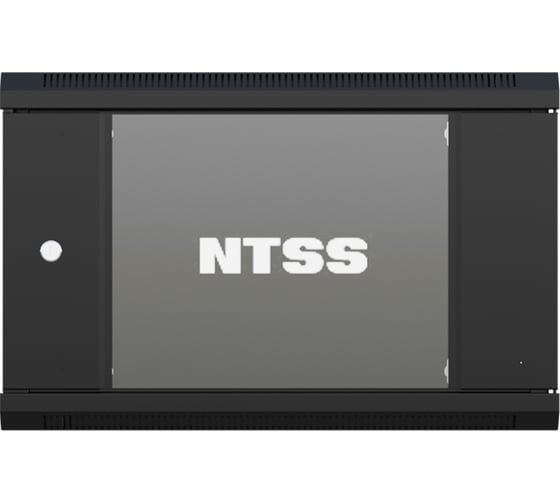 Шкаф настенный телекоммуникационный NTSS W 12U 600x600x635мм, 2 профиля 19, дверь стеклянная, боковые стенки съемные, задняя стенка, разобранный, черный RAL 9005 NTSS-W12U6060GS-BL