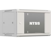 Шкаф настенный телекоммуникационный NTSS W 6U 600x600x370мм, 2 профиля 19, дверь стеклянная, боковые стенки съемные, задняя стенка, разобранный, серый RAL 7035 NTSS-W6U6060GS