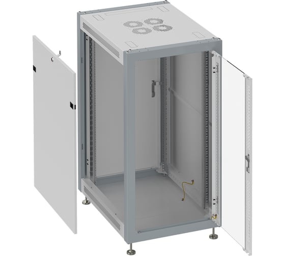 Монтажный напольный шкаф SYSMATRIX, 15U 600х800х800 передняя дверь-стекло, задняя сплошная SL 6815.712