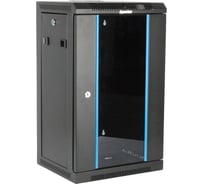 Настенный шкаф Hyperline TDC-9U-GR-RAL9004 10'', 9U, 480x370x300, установочный размер, 254 мм, со стеклянной дверью, открывающиеся стенки, возможность установки вентилятора