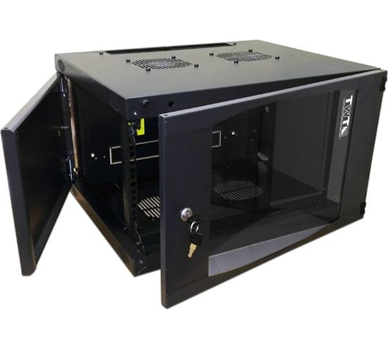 Настенный шкаф Next, 18U 550x450, стеклянная дверь, черный, 1 ЧАСТЬ TWT-CBWNG-18U-6x4-BK