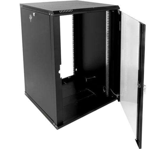 Шкаф настенный ЦМО 19", 12U ШРН-Э-12.500-9005 (600 × 520) дверь стекло, черный, 00-00709417