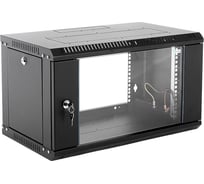 Шкаф настенный ЦМО 19", 9U ШРН-Э-9.350-9005 (600 × 350) дверь стекло, черный, 00-00709414