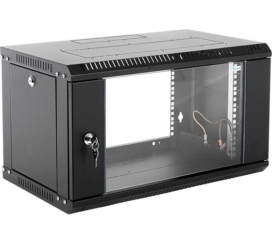 Шкаф настенный ЦМО 19", 9U ШРН-Э-9.350-9005 (600 × 350) дверь стекло, черный, 00-00709414