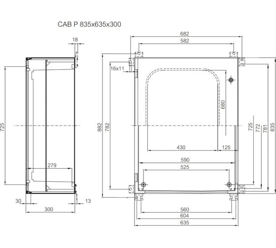 Шкаф Fibox CAB P 806030 полиэстр, серая дверка FBX 00261641