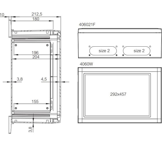 Армированный шкаф Fibox ARCA 406021 PC, серая дверца, два замка 00334824