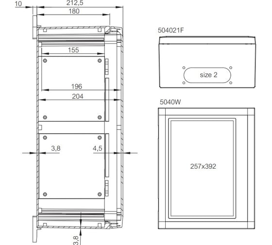 Армированный шкаф Fibox ARCA 504021S PC, серая дверца, поворотная ручка 00378664
