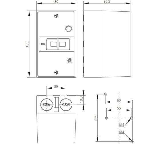 Корпус Iskra для автоматов защиты двигателя MS25 O-55 УТ-00019750