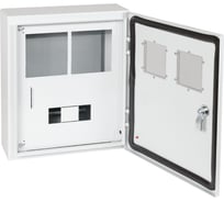 Корпус металлический КЭАЗ ЩУРн-ПРО-1x2-МП/7-415x370x147-IP66-УХЛ1 (1фх2 счетчика на МП с окном учета, 7 модулей, ПРО)- 367474