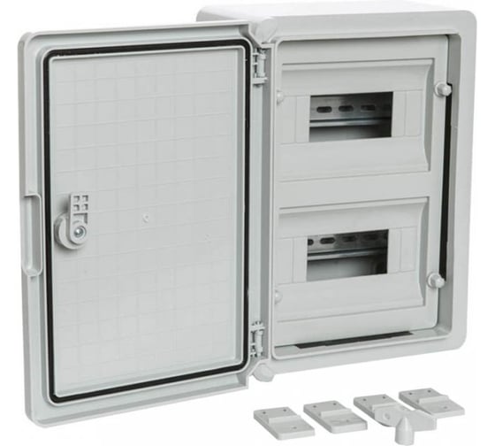 Корпус пластиковый распределительный ЩРН-18 IP65 серая дверь 350x250x150 Промрукав PR08.26498