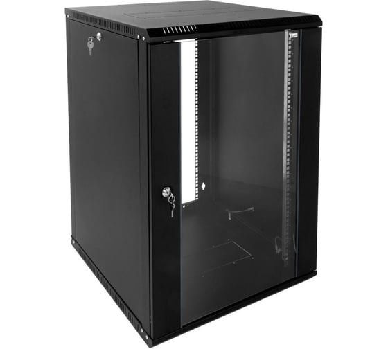 Шкаф настенный ЦМО 19", 18U ШРН-Э-18.350-9005 (600 × 350) дверь стекло, черный, 00-00709419