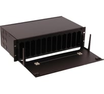 Бокс LANMASTER MPO, 19, на 12 кассет, 3U, черный LAN-FOBM-12MCS-3U